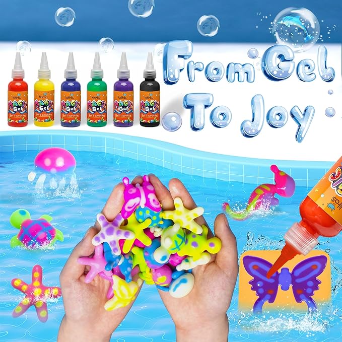 Kiditos Color Changing Magic Water Elf Toy Kit, Magic Aqua Fairy Water Gel Kit with 6 Color Changing Gels and 6 Molds. Christmas Gifts, Birthday Gifts, Party Favors, Arts&Crafts DIY STEM Kits for Kids
