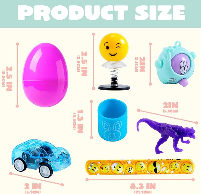JOYIN 160 PCS Prefilled Easter Eggs with Assorted Toys, Stuffed Egg Hunt Supplies, Basket Stuffers Fillers, Classroom Prizes, Party Favors