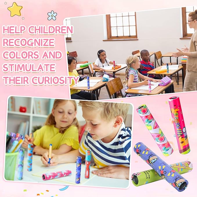 15 Pcs Classic Kaleidoscopes Kids Birthday Party Favor Old Fashioned Vintage Educational Toys Stocking Stuffers Goodie Bag Fillers for Classroom School Return Gifts Carnival Prizes (Cartoon Style)