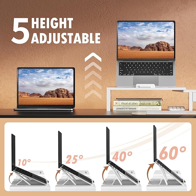 Dual Monitor Stand Riser - Computer Monitor Stand for 2 Monitors，Office Desktop Organizer，Adjustable Length and Angle 3 Shelf with Storage Drawer Phone Holder for Monitors and Laptops-White