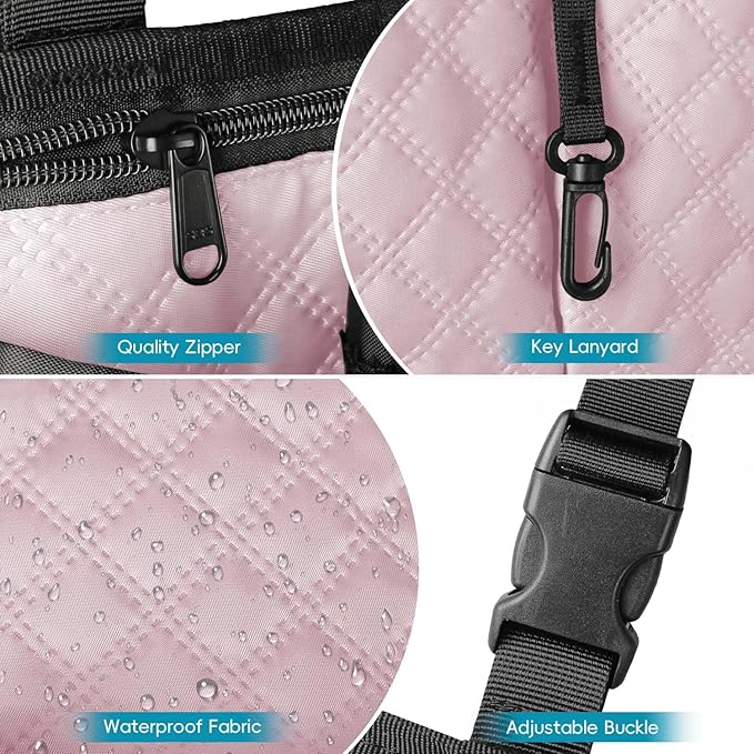 Wheelchair Bag with Cup Holder, Wheelchair Accessories Armrest Side Bag Multi Pockets Pouch for Electric Wheelchairs, Walker, Rollators & Mobility Scooters, Adults, Seniors, Pink