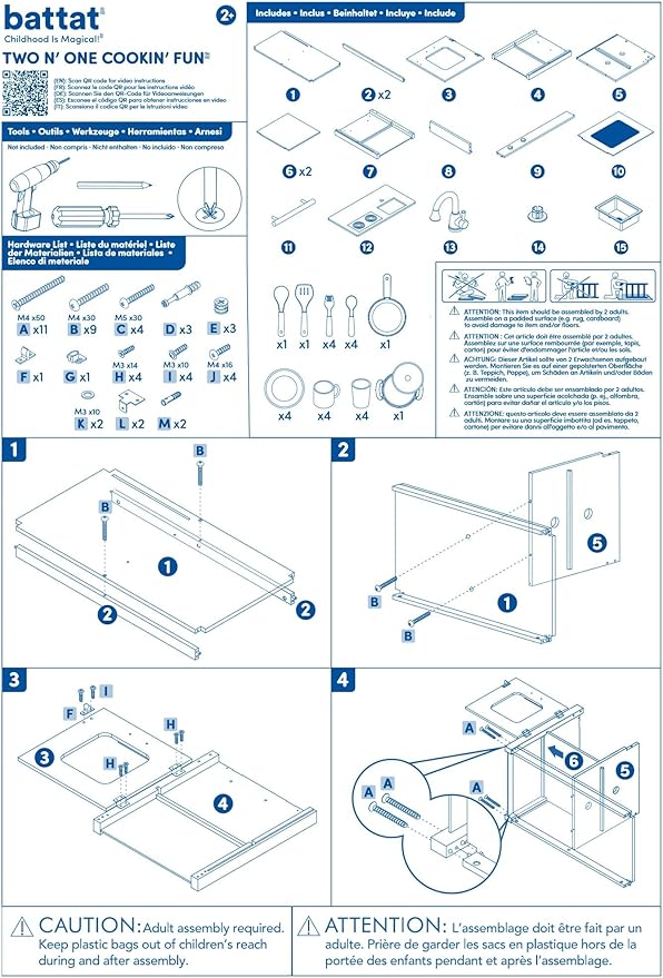 Battat – Play Kitchen & Market – Toddler-Friendly Size – Chalkboard Menu & Oven Dials – 25 Toy Cooking Accessories – 2 Years + – Two n' One Cookin' Fun