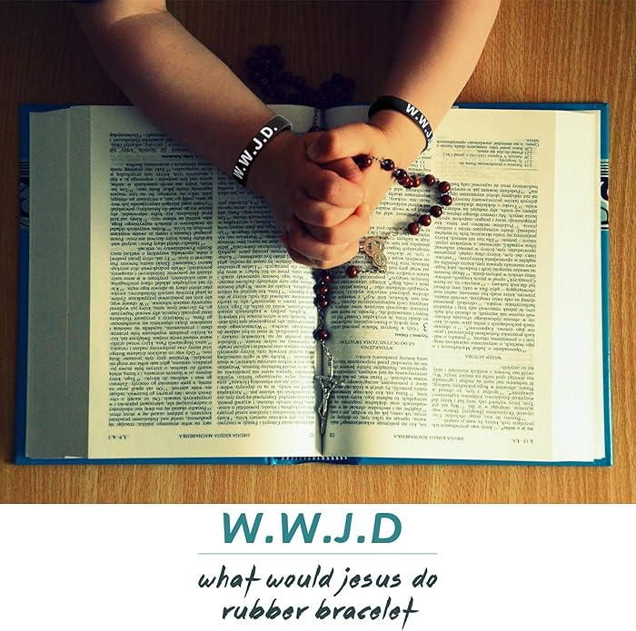 Jadive 20 Pcs WWJD Rubber Bracelets What Would Jesus Do Silicone Wristbands for Women Men Jesus WWJD Inspirational Bracelet Motivational Bracelet Religious Christian Party Favors Gifts