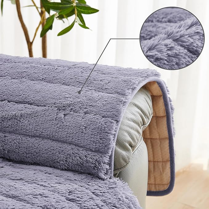 RBSC Home Plush Recliner Slipcover 30 Inches Chair Covers Artificial Wool Lazy Boy Cover Quilted Cover for Large Recliner Chairs and Furniture