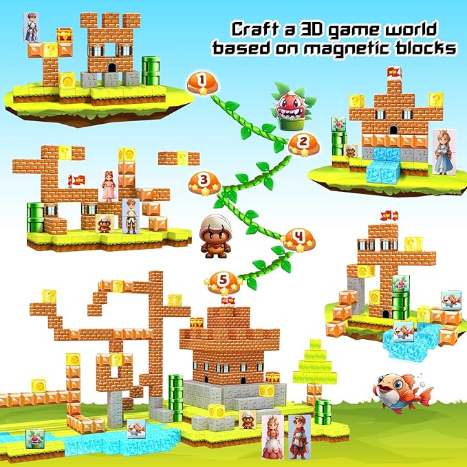 Magnetic Blocks-Building Toys Games Elements,Magnet Toys for Boys & Girls Ages 3-5 5-7 6-8,Creative Montessori Sensory Toys,Fun Birthday Gift for 3+ Years Old