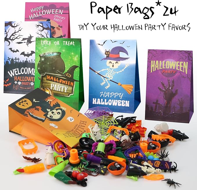 306 PCS Halloween Party Favors Bulk, Halloween Goodie Bags Fillers for Trick or Treat, Fidget Toys Bulk, Halloween Treats Non Candy Carnival Treasure Box Classroom School Kids Adults Prizes Gifts