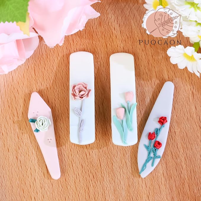 Puocaon Long Dangle Clay Cutters - 10 Pcs Clay Cutters for Polymer Clay Jewelry, Basic Oval Clay Cutters for Hair Clip Barrettes Making, 3D Print Rectangle Polymer Clay Earring Cutters