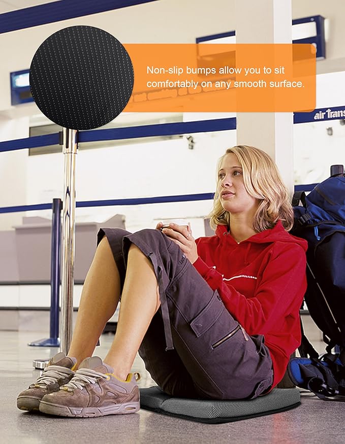 Airplane Seat Cushion Portable Travel Cushion for Comfort Foldable Stadium Pad with Breathable Fabric Seat Pad Perfect for Long Flights, Office, Bleacher, Camping