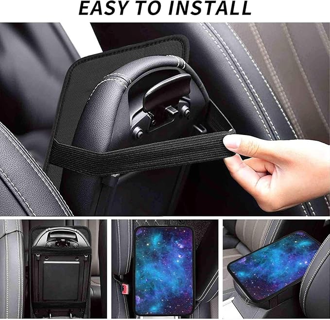 DORKEIXIA Abstract Blue Outer Space Galaxy Star Auto Center Console Armrest Pad Universal Car Center Console Cover Seat Box Cover for Sedan, Van, SUV, Truck Car Accessorie