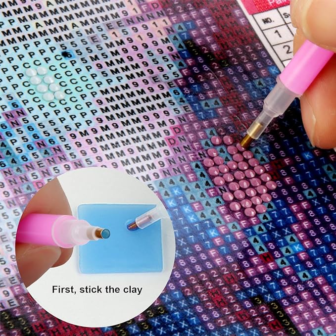 FEBSNOW Painting Glue Clay DIY Diamond Embroidery Wax Tool Set (Blue 60 pcs)