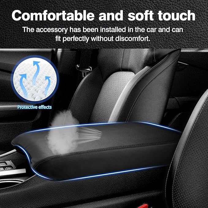 Autorder Center Console Cover for 2023-2025 2026 Honda Pilot/2024-2026 Ridgeline Passport Accessories Armrest Cover Anti-Scratch Middle Console Pad Leather Armrest Protector