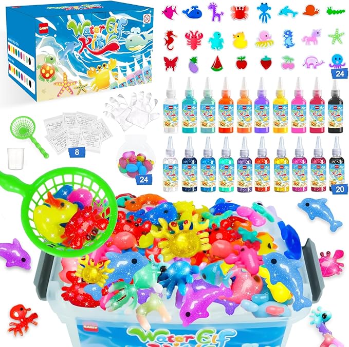 Aqua Fairy Water Gel Kit, Magic Water Elf Toy Kit, Aqua Fairy, Magic Water Elf Kit with 20 Magic Gels, 24 Shape Molds, Children's DIY Magic Water Gel Kit, Birthday Gifts for Girls and Boys