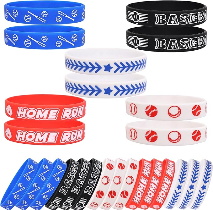 Fancy Land 35 Silicone Baseball Motivational Bracelets for Kids baseball Gift Party Supply