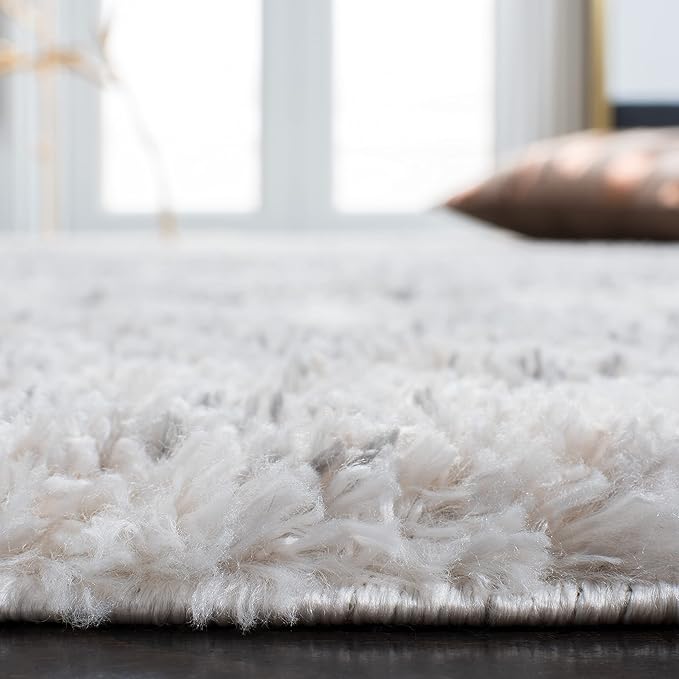 SAFAVIEH Berber Shag Collection Runner Rug - 2' x 12', Ivory & Beige, Modern Abstract Design, Non-Shedding & Easy Care, 1.2-inch Thick Ideal for High Traffic Areas in Living Room, Bedroom (BER272A)
