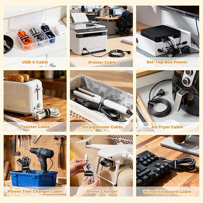 SummerBrite 70 Pack Black Cable Ties 6 Inch with Writable Labels, Reusable Cable Management Straps, Hook and Loop Cord Organizer for Home Office, PC Desk Setup, Electronics & Travel Wire Management