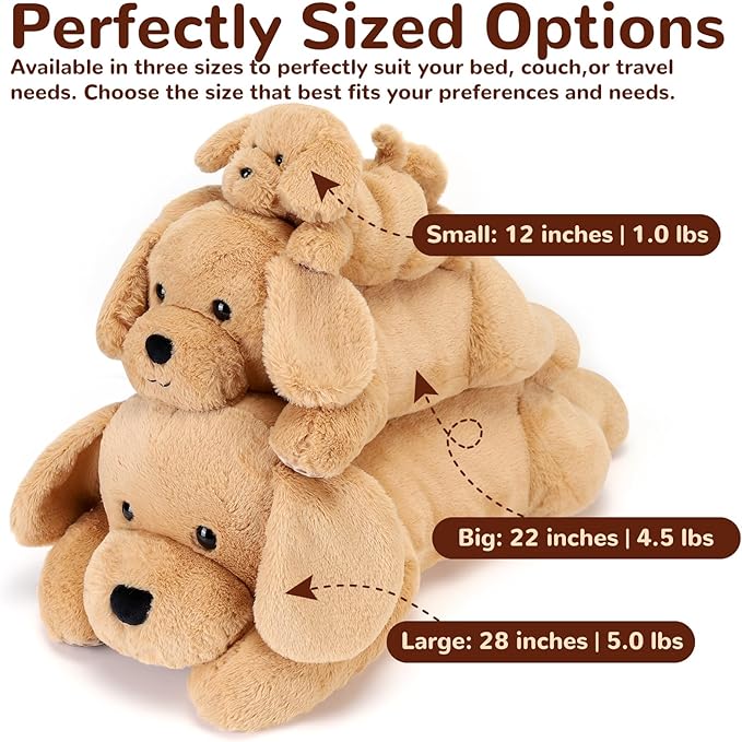 Yellow Lab Weighted Stuffed Animals - 22 Inch 4.5 Pounds Weighted Plushies Labradoodle Stuffed Animals - Big Dog Plush Pillow - Cute Plush Toys Gifts for Kids & Adults (22" 4.5 lbs)