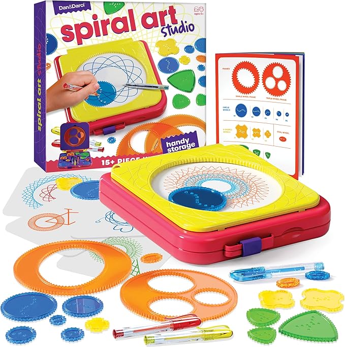 Dan&Darci Spiral Art Kit for Kids - Craft Set for Girls & Boys Ages 6-12 - Gifts for 6, 7, 8, 9, 10 Year Old Girl, Boy - Toys and Crafts Kits Gift - Arts Birthday Retro Vintage Ideas Drawing