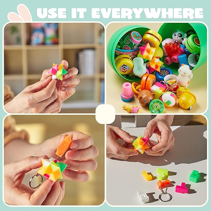 JOYIN 72Pcs Easter Party Favors Set, Sticky Hands, Stampers, Bracelets, Keychains, Rings, Sticker for Easter Basket Stuffers, Easter Goodie Bag Fillers, Classroom Prize Supplies, Easter Egg Toy
