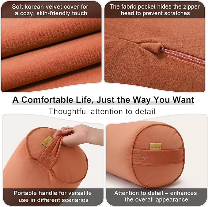 Cuddle Pillow – Body Pillow for Adults, Long Bolster Pillow for Bed, Soft & Supportive for Restful Sleep,39.37 x 7.87 Inches,Amber Orange