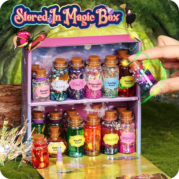 Alritz Fairy Mixies Potion Kits for Kids, 20 Bottles Magic DIY Mixies Potions, Christmas Decorations Families Party Ornaments Creative Crafts Toys Gifts for Girls and Boys Ages 6 7 8 9 10 11+