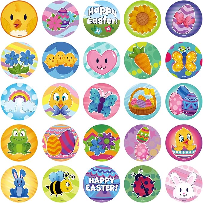JOYIN 1000 Easter Arts & Crafts with Stickers Rolls, Stampers, foam stickers, and Temporary Tattoos for Easter Basket Stuffers, Egg Fillers, Egg Hunt Party, and Classroom Events