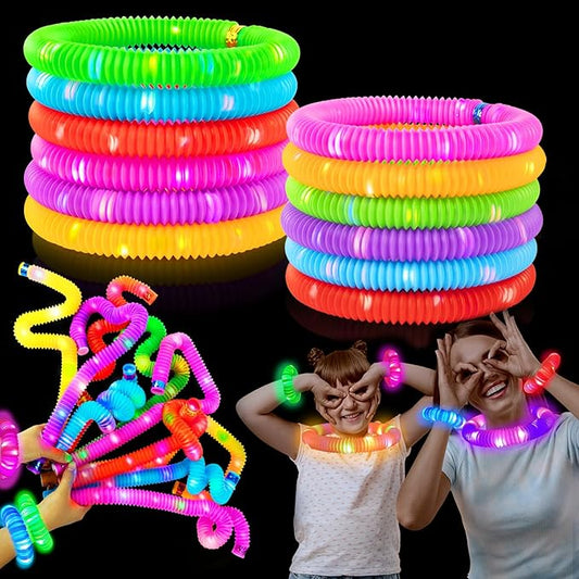 Glow Sticks Party Pack 12 PCS-Valentines Glow in Dark Party Favor Supplies for Kids,Light Up Glow Necklaces Bracelets Accessories for Toddlers,Neon Party Decorations for Mardi Gras Birthday Camping