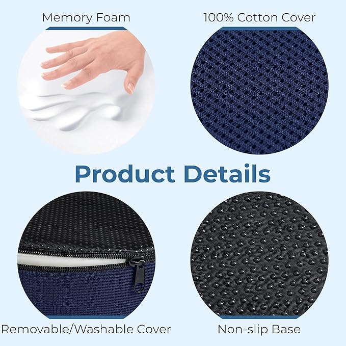 5 STARS UNITED Donut Pillow Hemorrhoid Tailbone Cushion – Large Cushion for Pain Relief – Coccyx, Prostate, Sciatica, Pelvic Floor, Pressure Sores, Pregnancy, Postpartum Recovery, Blue