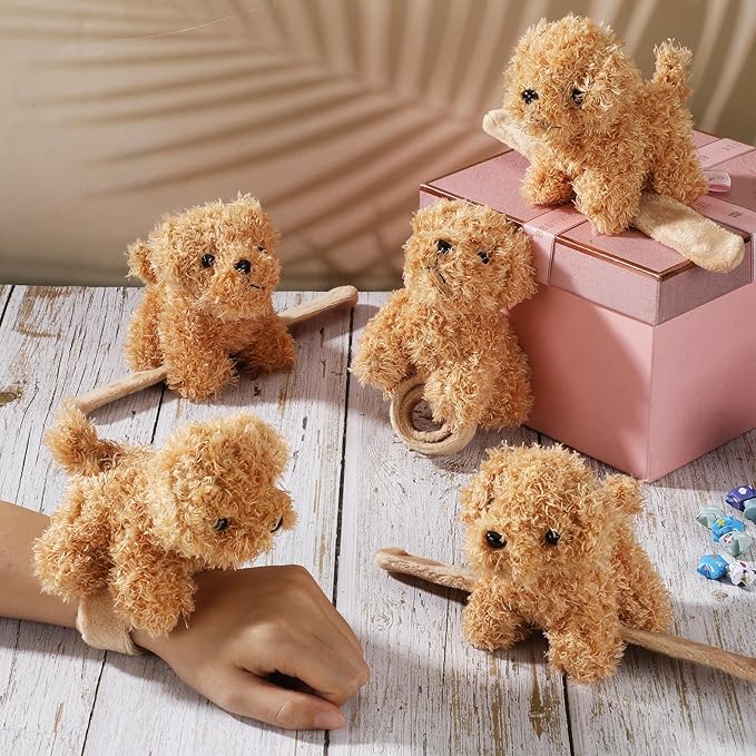 Ceenna 16 Pcs Valentine's Day Puppy Stuffed Animal Slap Bracelets Cute Puppy Slap Bracelets 8.66 Inch Adorable Puppy Slap Wrist Bracelets Bulk for Birthday Party Gifts Favors Goodie Bag Fillers