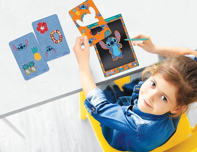 Lexibook, Disney Stitch Magic Slate, Art and Craft Toy for Girls and Boys, A4 Size with Multicolored Drawings, Blue / Orange, CRT10D