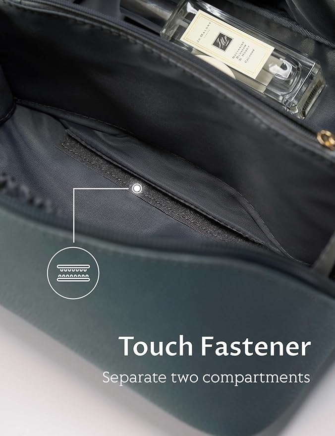 Yarnic Green Travel Makeup Bag Pouch Cosmetic Bag, Large Capacity Toiletry Bag for Women, Portable Pouch Cute Make Up Organizer with Divider and Handle, PU Leather (Gray Green)