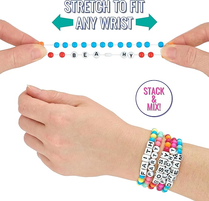 Expressions 16pc Tear & Share Bracelets w/ PASTEL Beads - Novelty Message Bracelets To Share With Friends, Colorful Letter Beaded Bracelets, Shareable Party Favor Jewelry For Kids And Teens