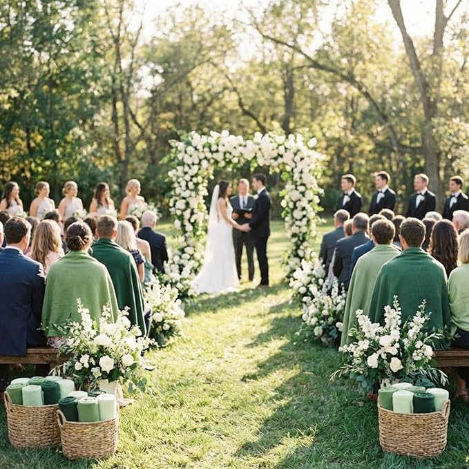 Kinlop Fleece Blanket Bulk 60 x 50 Inch Soft Lightweight Fleece Cozy Blanket Warm Throw Plush Pet Throw for Bed Couch Sofa Home Office Wedding Gifts Travel Camping (Green Tones,40 Packs)