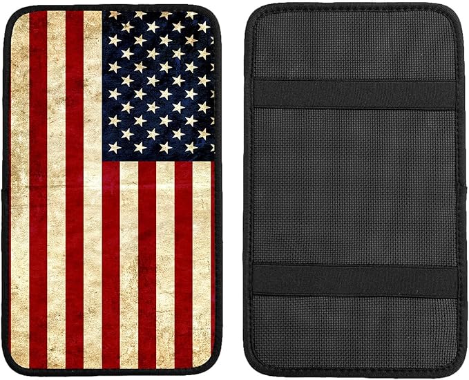 Adastrah Auto Center Console Pad,American Flag 1 Auto Armrest Pad Seat Box Cushion,Armrest Cover Protector for Vehicle SUV Truck Car