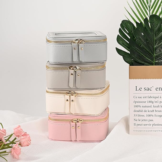 Aveniee Mini Clear Makeup Bag, Small Cosmetic Bags Travel Toiletry Pouch Organizer, TSA Approved Make up Case with Zipper, Car Bag for Essentials,Grey