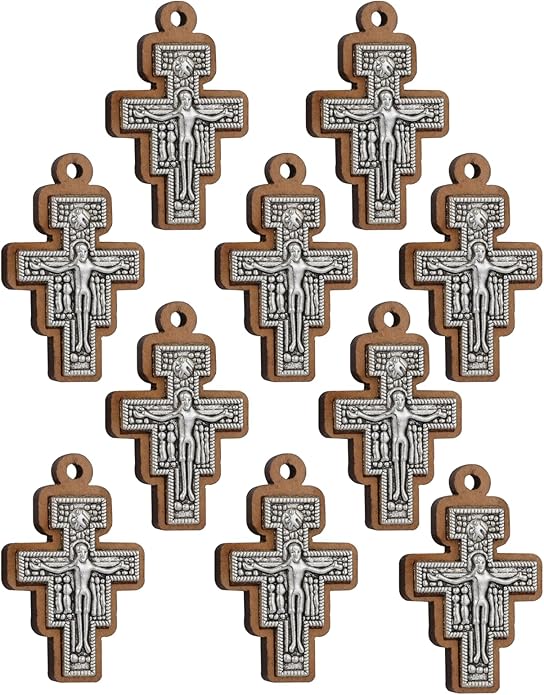 COTTVOTT Wooden Christian Jesus Cross/Orthodox Crucifix Charms Pendants for Rosary Necklace, DIY Jewelry Making Accessories Parts