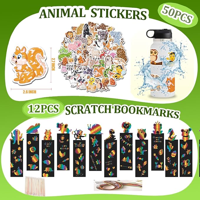 158 pcs Safari Party Favors for 12 kids ，Jungle Safari Birthday Party Supplies, Wild Animal Goodie Bags ,Safari Birthday Decorations Gift Bag Fillers Pinata Stuffers, Wild Animals Themed Party Toys