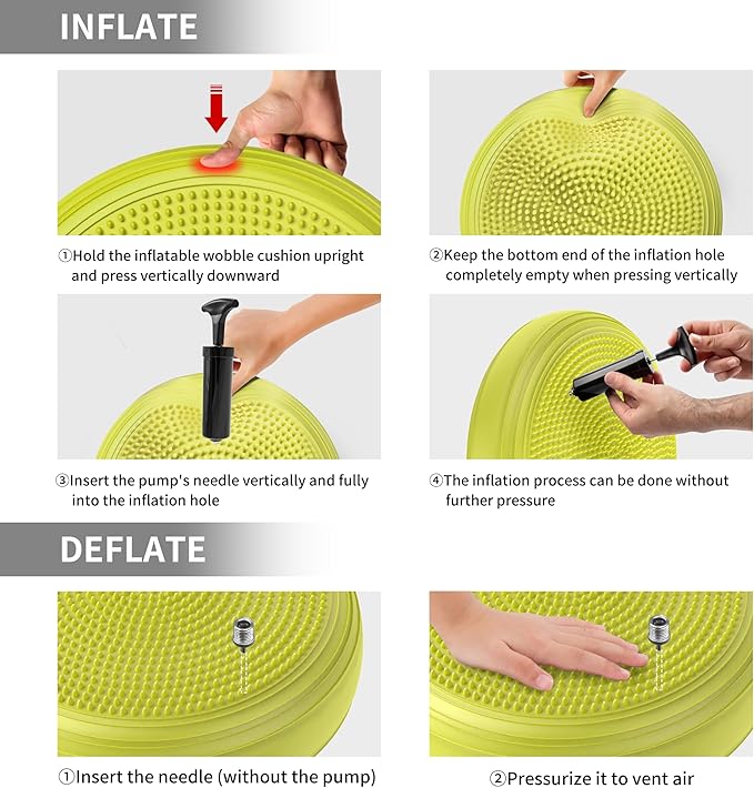 Inflated Wobble Cushion,Circular Non-slip Texture for Comfortable Sitting,Extra Thick Dyna Disc with Pump for Core Strength,Wiggle Seat to Improve Posture,Fitness,660lb Load Capacity