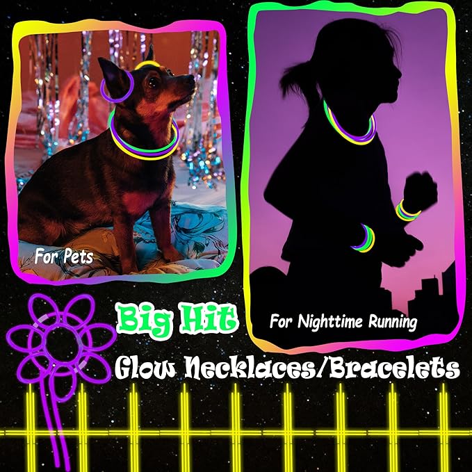 150 pk 8" Green Yellow Purple Glow Sticks Bulk Party Favors, Light up Glow Necklaces & Bracelets in the Dark Party Supplies For Christmas Halloween Birthday Mardi Gras (Green Yellow Purple)