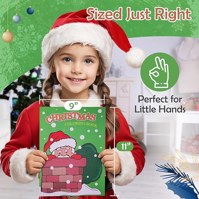 Christmas Coloring Books for Kids Ages 4-8, 24 Pack Christmas Coloring book for Kids, 9" X 11" Coloring Book Christmas Party Favors, Christmas Coloring Book Bulk Party Supplies