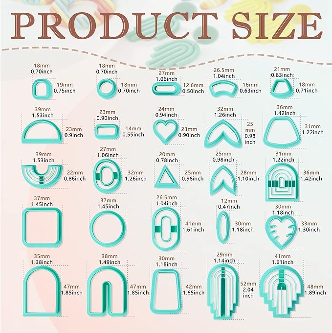 TAINSKY Polymer Clay Cutters Set, 25 Shapes Clay Earring Cutters with 145 Earrings Accessories for Polymer Clay Jewelry Making