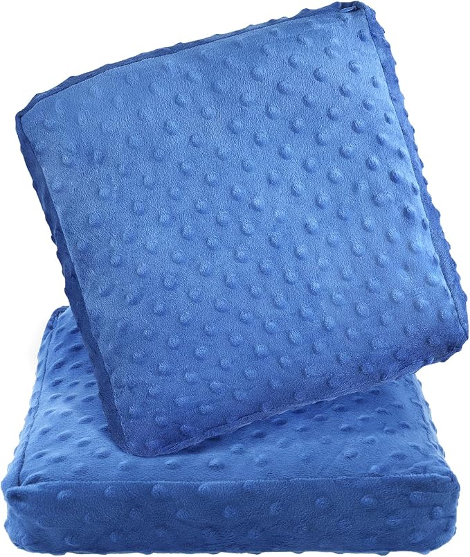 1 Pcs 6 lb Sensory Weighted Hug Pillow with Glass Bead Filled, Cozy Soft Weighted Pillow for Adults Men Women Soothe Hugging Relax, 12 x 12 Inch(Blue)