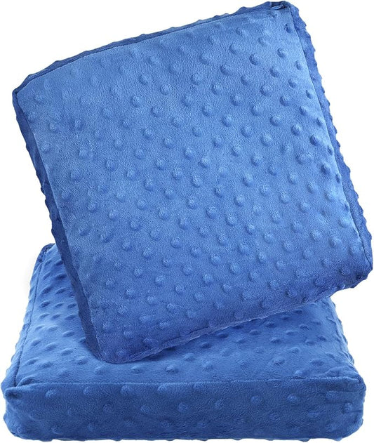 1 Pcs 6 lb Sensory Weighted Hug Pillow with Glass Bead Filled, Cozy Soft Weighted Pillow for Adults Men Women Soothe Hugging Relax, 12 x 12 Inch(Blue)