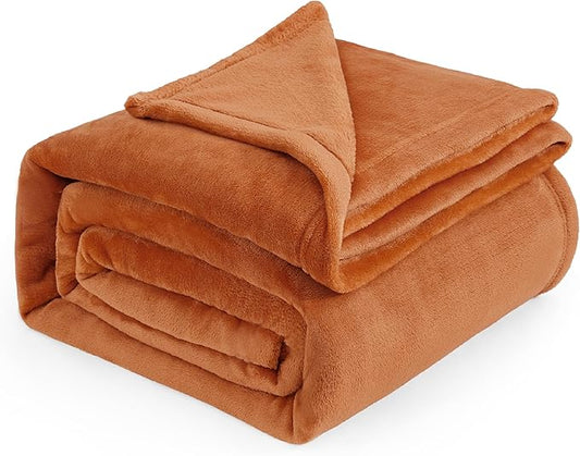 Bedsure GentleSoft Burnt Orange Fleece Blanket King Size - 280GSM Soft Lightweight Plush Cozy Blankets for Bed, Sofa, Couch, Travel, Camping