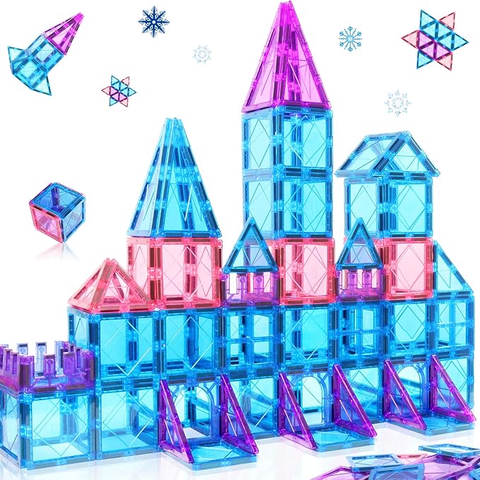 Magnetic Tiles Toys for 3 4 5 6 7 8 Year Old Boy Girls Kids Beginner Set,Magnetic Building Blocks Learning Toys for Toddlers Age 2-4 3-5 4-5 5-6 6-8 Birthday Christmas Ideas (20PCS Blue & Purple)