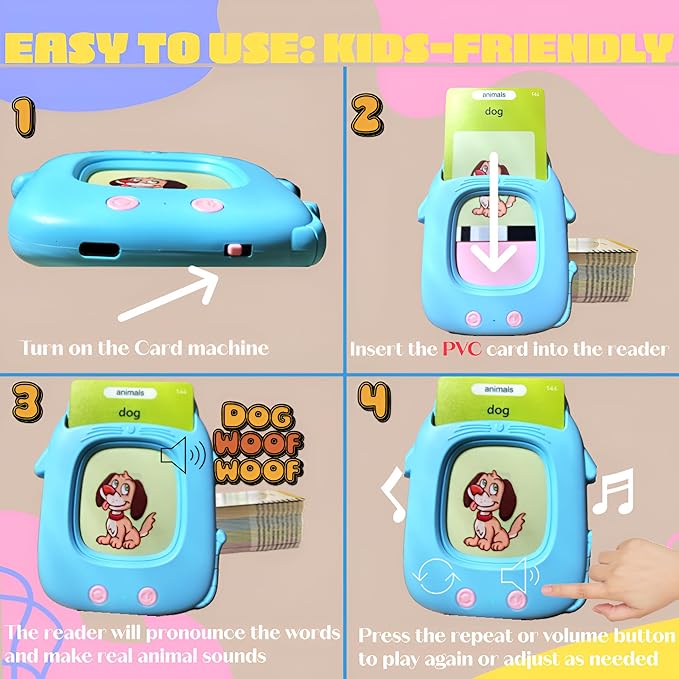 Durable PVC Talking Flash Cards for Toddlers with a Ring to Carry Flashcards Learning Toys with 274 Audible Sight Words Montessori Toys Sensory Toys for Kids with Autism, Speech Therapy See and Say