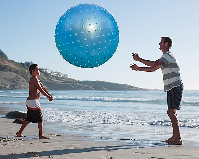 Large Sensory Massage Ball for Kids, 33.5" 85CM Bouncy Exercise Ball for Toddlers, Big Inflatable Ball with Tactile Spikes, Outdoor Ball Pool Ball Yoga Ball, Large Beach Ball (1 SET Bluish Gray BALL)