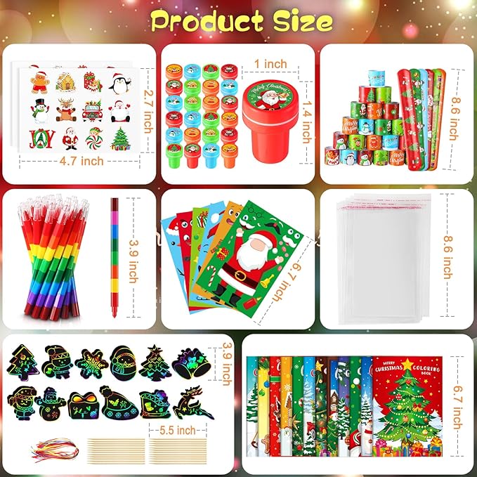 BenLouis Christmas Party Favors for Kids Christmas Classroom Gifts Prize Stockings Filler Coloring Books Bulk for Students Crafts Xmas Holiday School Goodie Bag Stuffer（24Set Christmas）