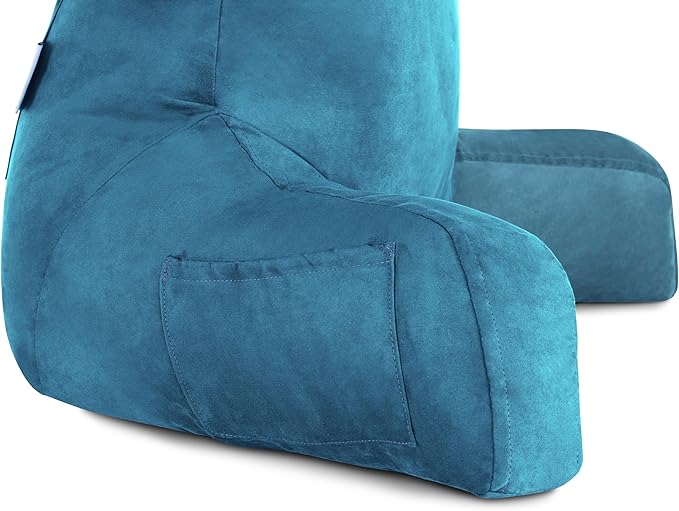 Husband Pillow Aspen Rodeo Blue, Reading Pillow Bed Rest Chair, Two-Sided Reversible Fabric, Large Lounge Cushion Adult Backrest with Arms, Comfy Back Support for Sit Sitting Up, Wash/Remove Cover