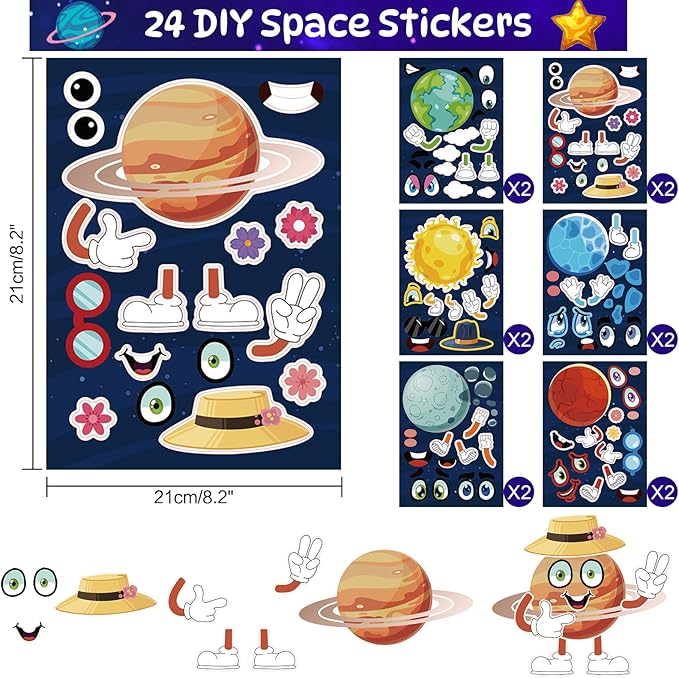 ANPHILE 24Pack Stationery Party Favors, School Stationery with Pencils Erasers Stickers, Birthday Goodie Bag Stuffers Classroom Gifts for Students Christmas Classroom Gifts