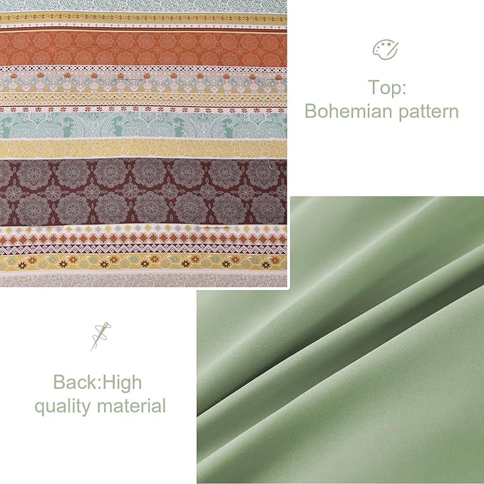 Cottolester Boho Comforter Set King Size,8 Pieces Sage Green and Orange Bohemian Striped Bed in a Bag,Paisley Soft Microfiber Bedding Comforter Set